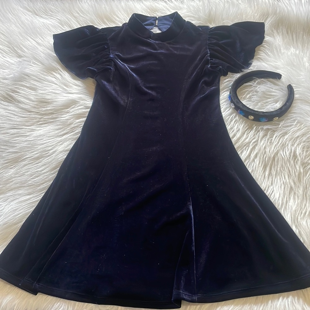 Zunie Velvet Navy Blue Dress size S 7/8